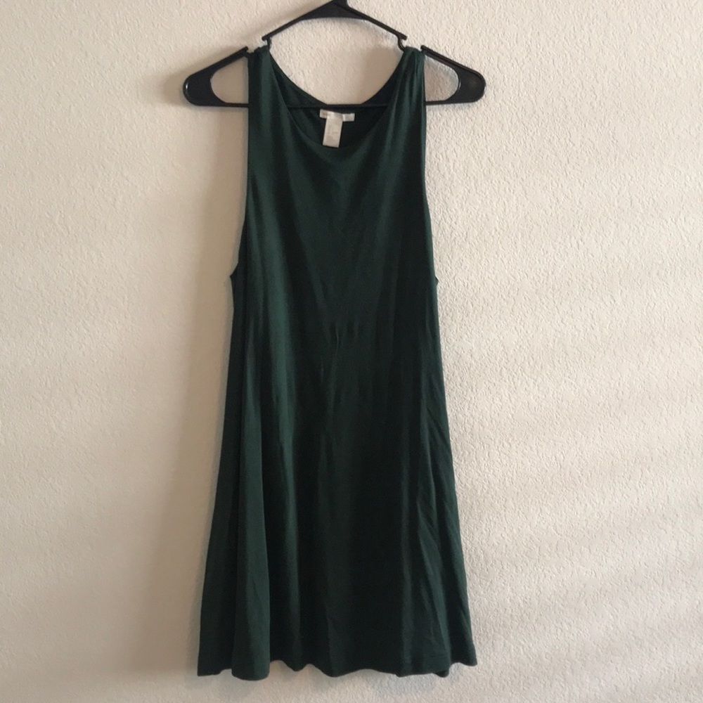 H&M Green High-Neck Cotton Dress